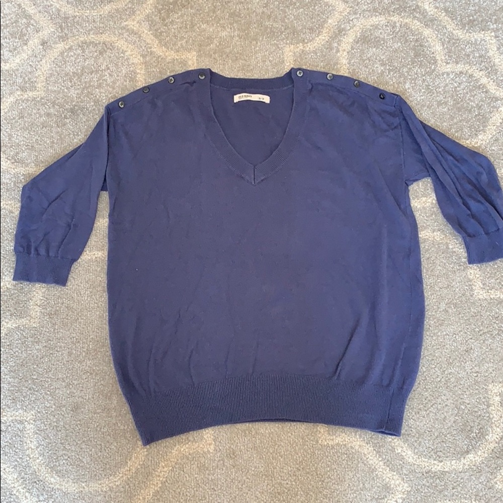 Navy blue Lightweight v neck sweater 3/4 sleeve